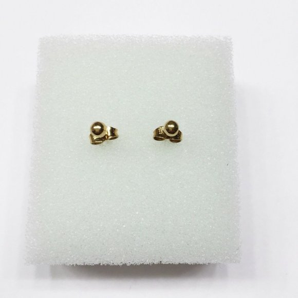 14k Solid Gold Small 3mm Stud Post Ball Earrings